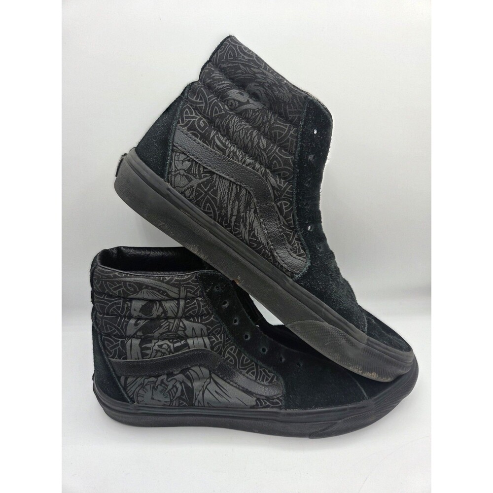 Vans Sk8-Hi Raven Skull Black/Black Suede Sneakers M 7 W 8.5